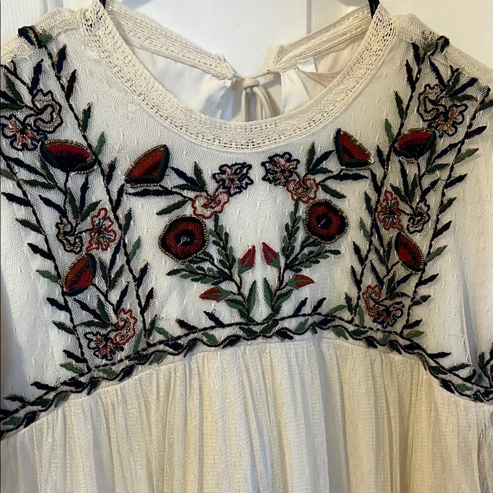 Zara Cream Embroidered Dress